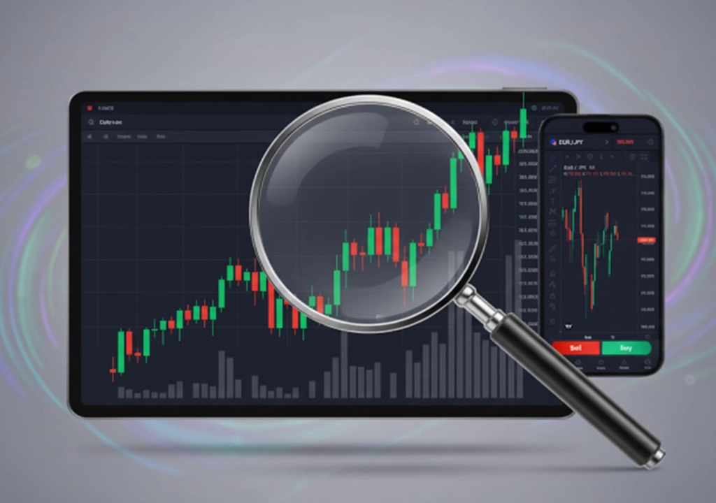 Dotbig – Анализ графика японских свечей через увеличительное стекло на торговой платформе